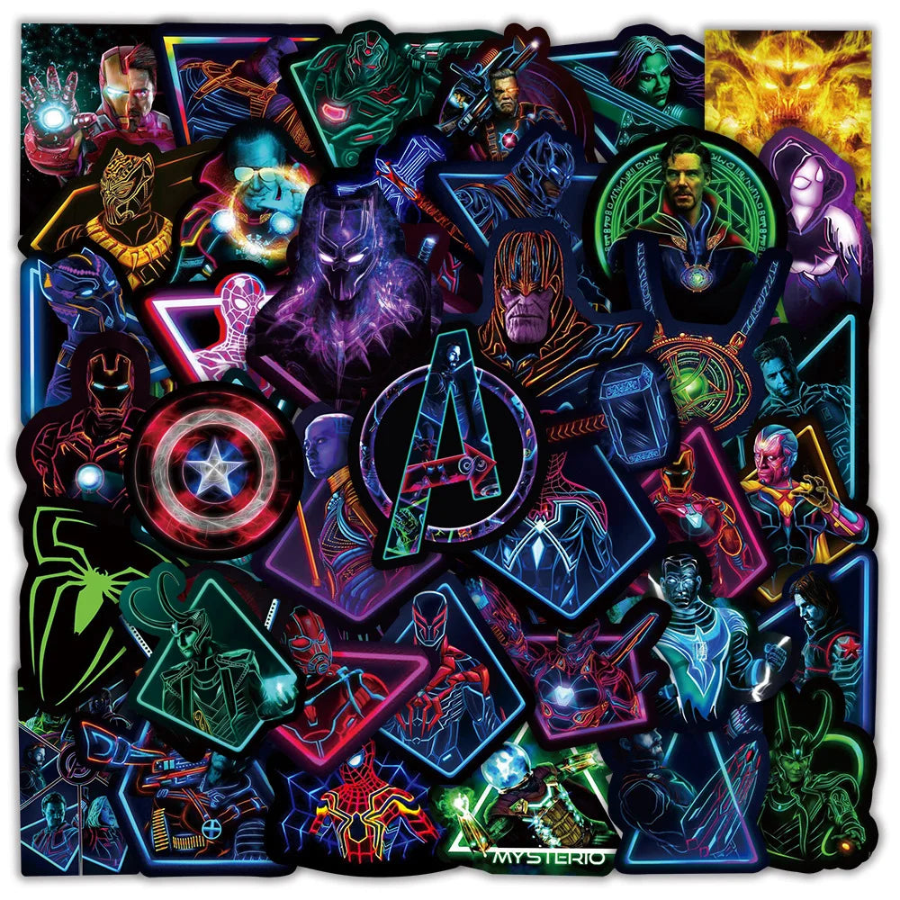 Neon Heroes & Villains 51pc Sticker Pack B