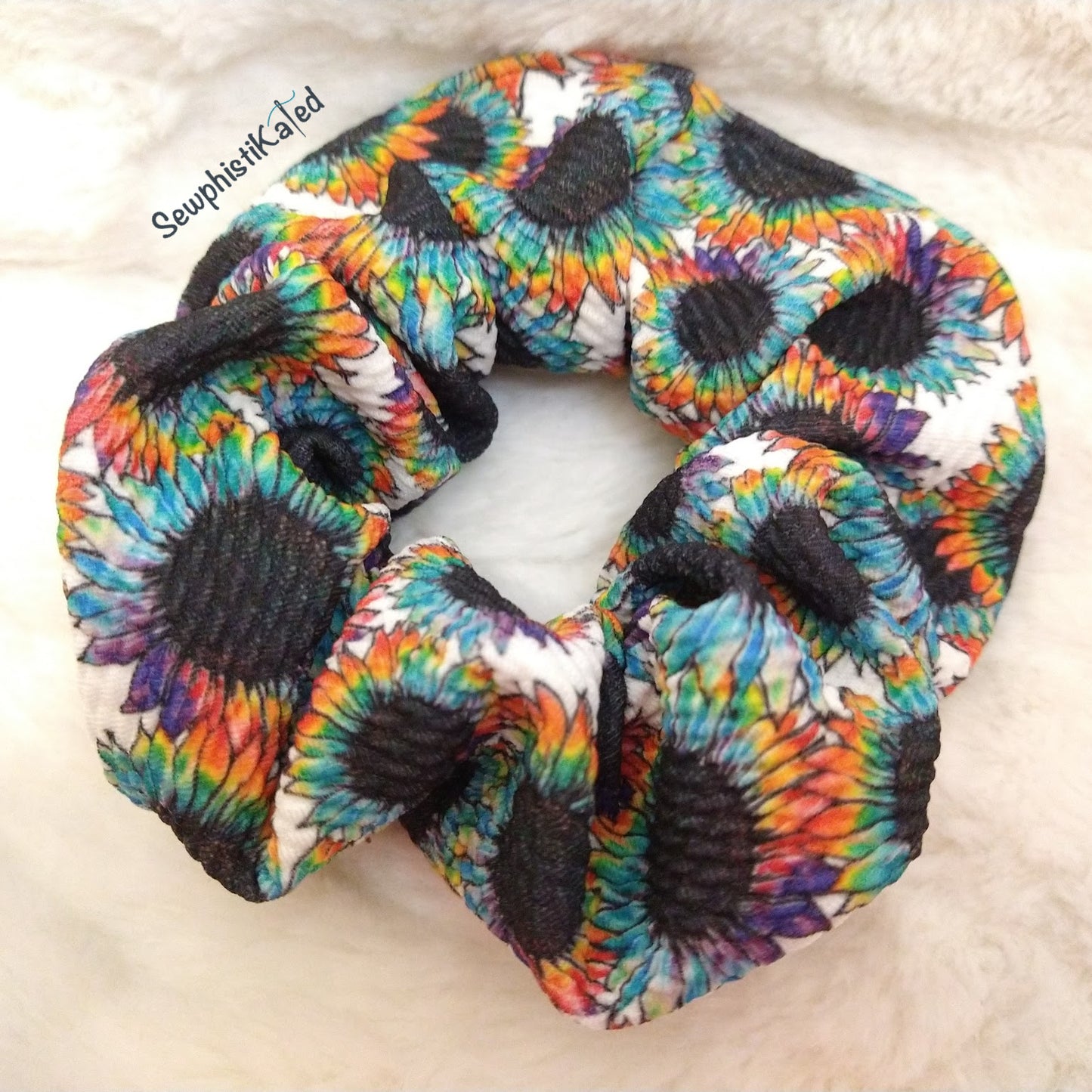 Rainbow Sunflowers Twisted Headband & Scrunchie