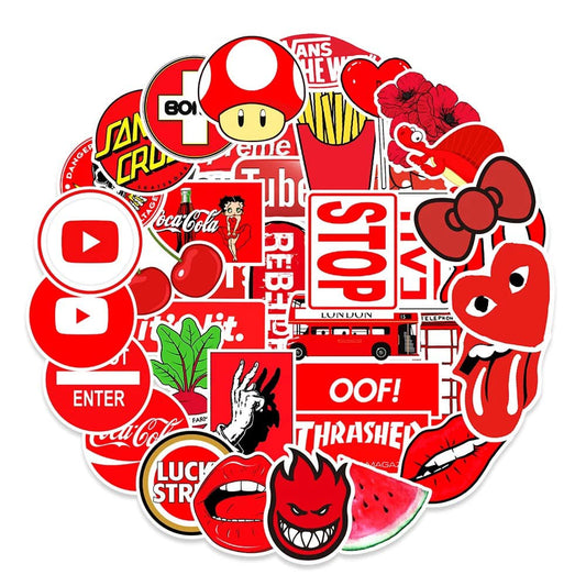 Red Theme 53pc Sticker Pack