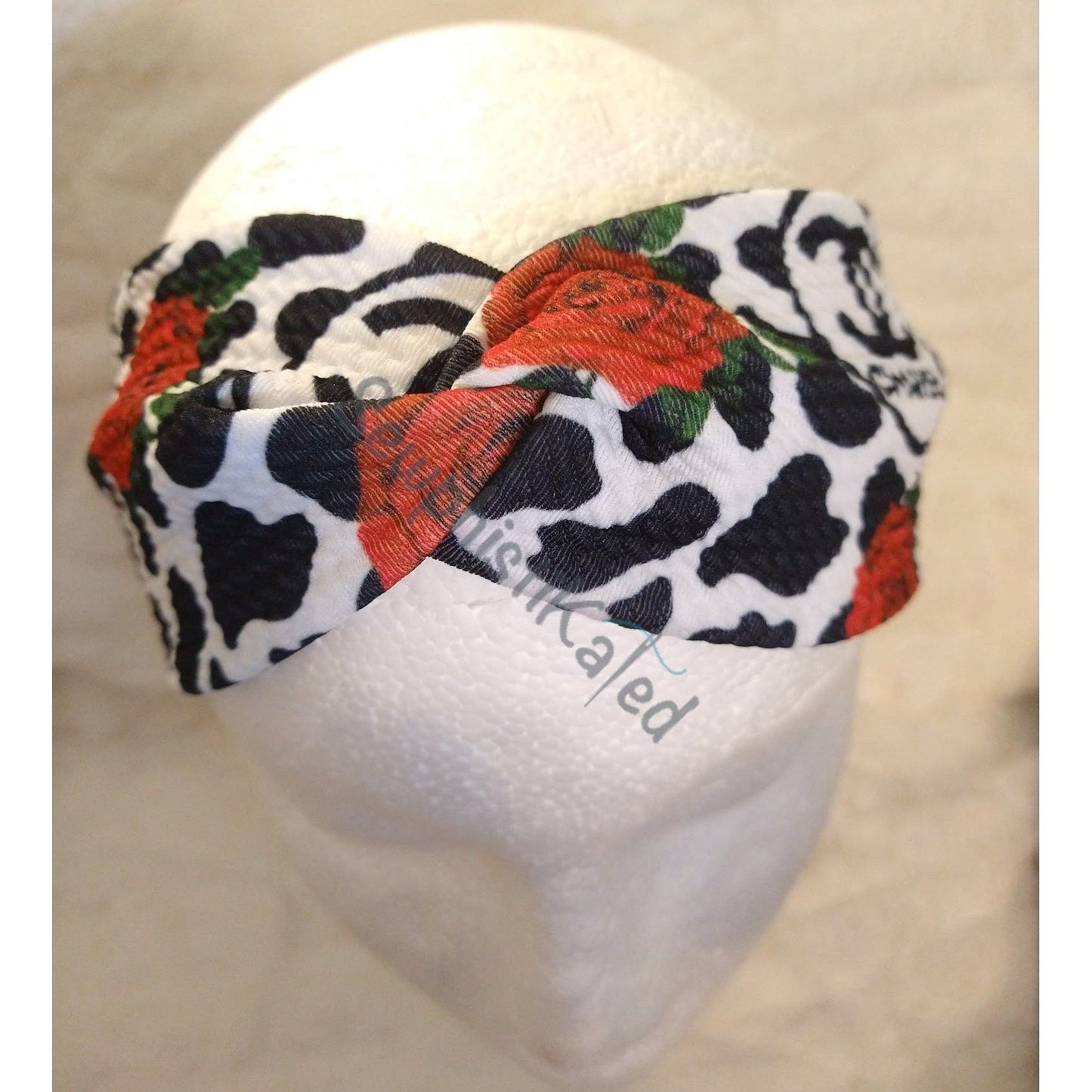 Rose Cow Print Monogram Bougie Headbands & Scrunchies