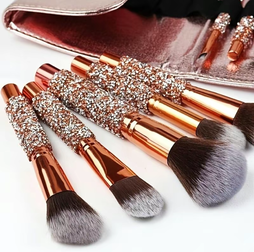 Rose Gold Glitter Makeup Brush Set