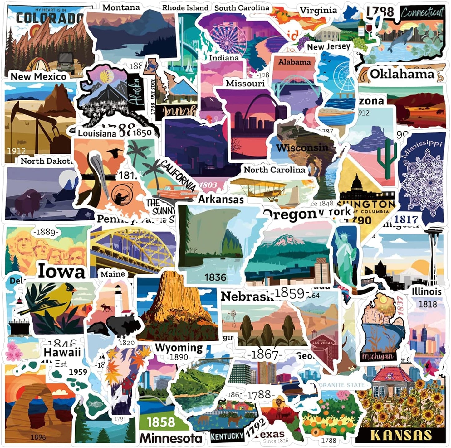 United States 51-piece Sticker Pack