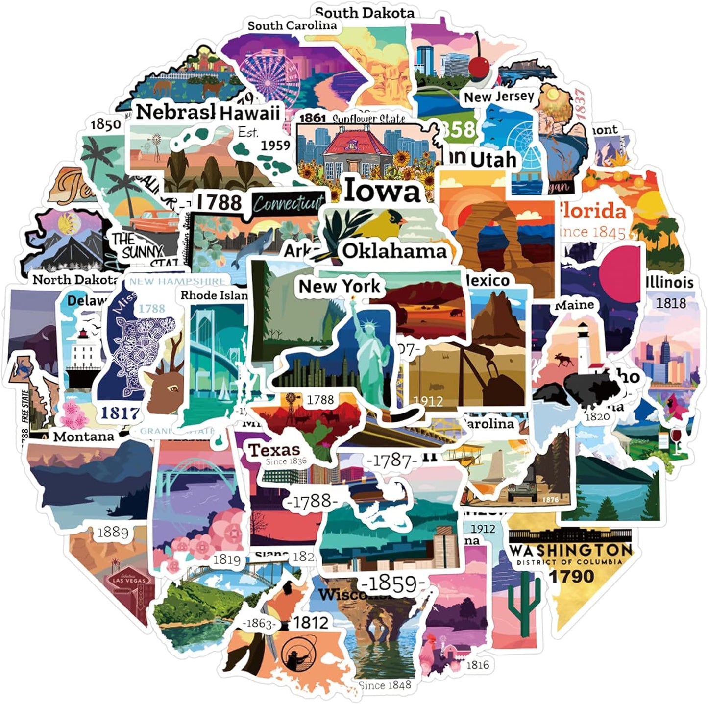 United States 51-piece Sticker Pack