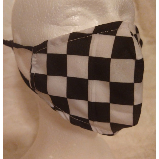 Black & White Checkered Kids Face Mask