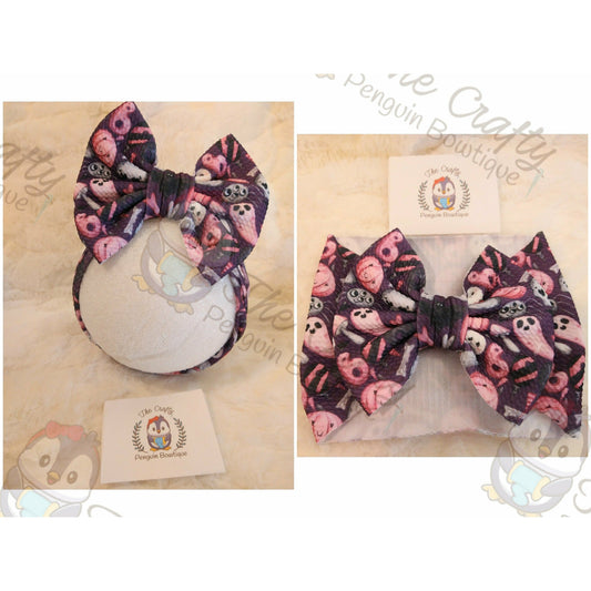 Halloween "Boo" Ghosts Baby Bow Headwrap