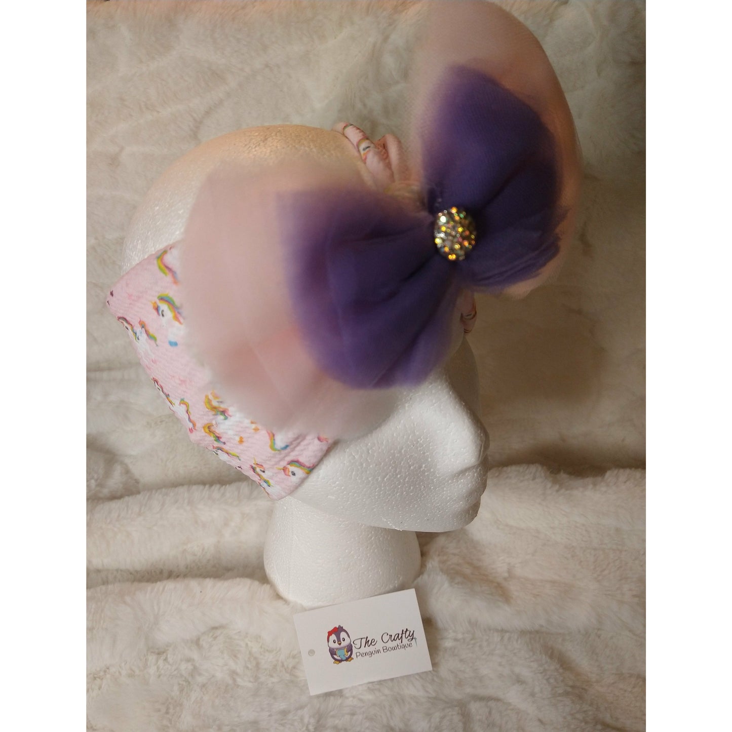 Kids' Unicorn Bow Headwrap with Extra Large Tulle Bow