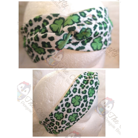 Leopard Print Shamrock Twisted Headband