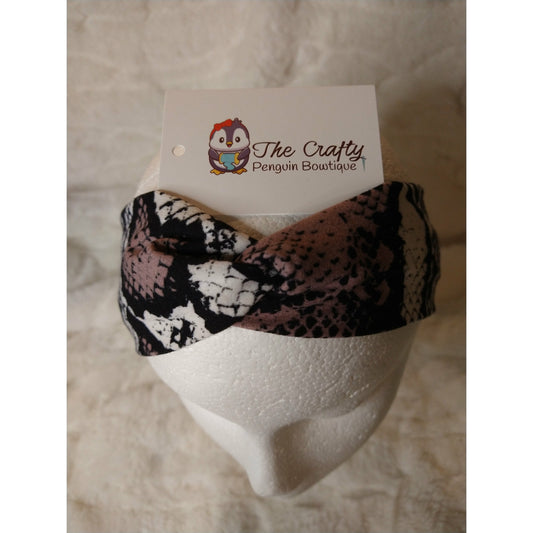 Mauve Snakeskin Twisted Headband