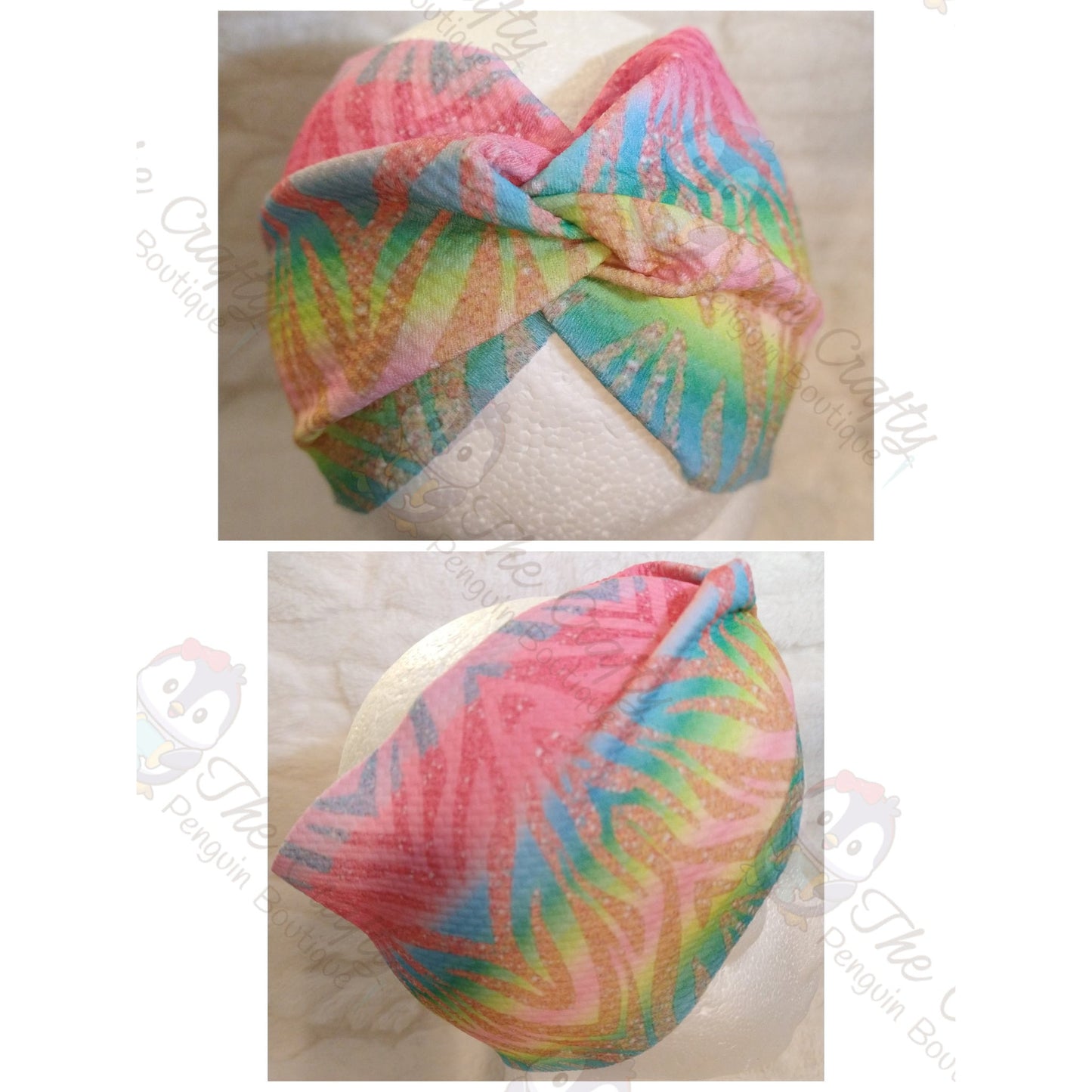 Pastel Rainbow Zebra Headband & Scrunchie