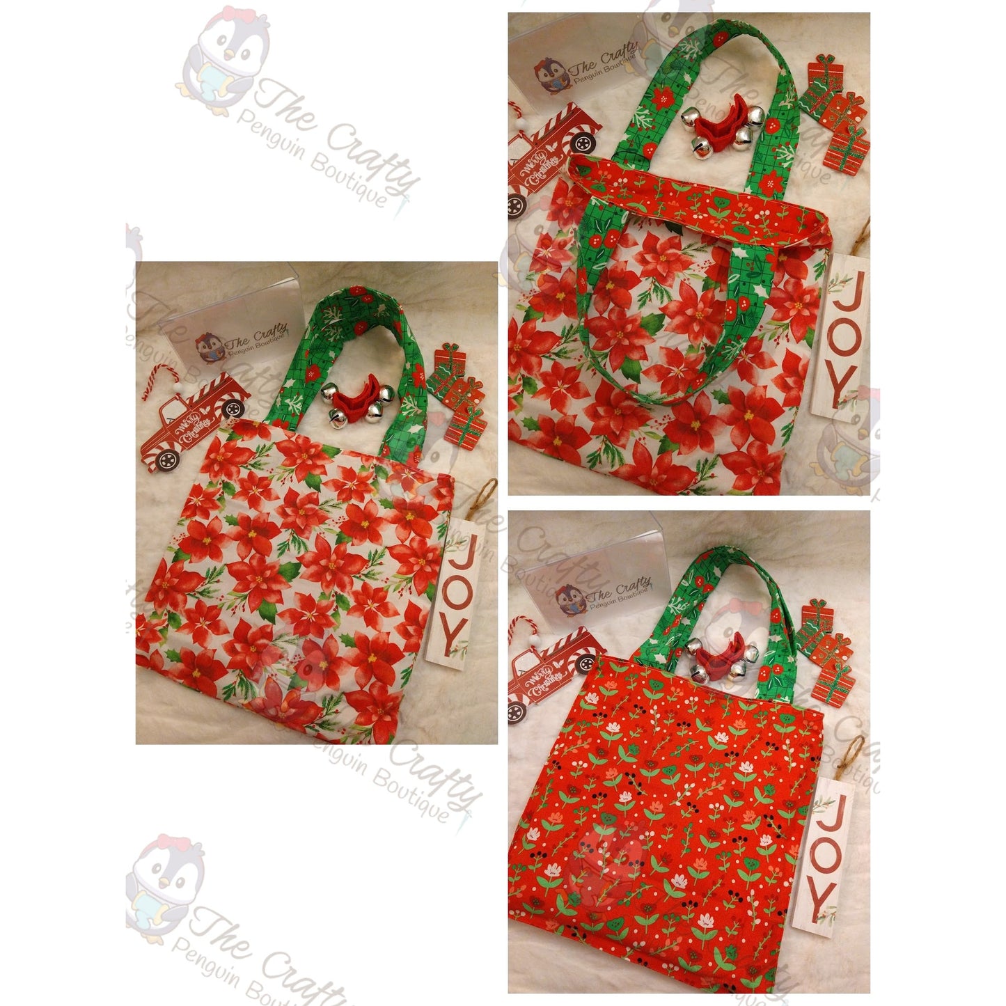 Christmas & Winter Themed Reversible Tote Bags