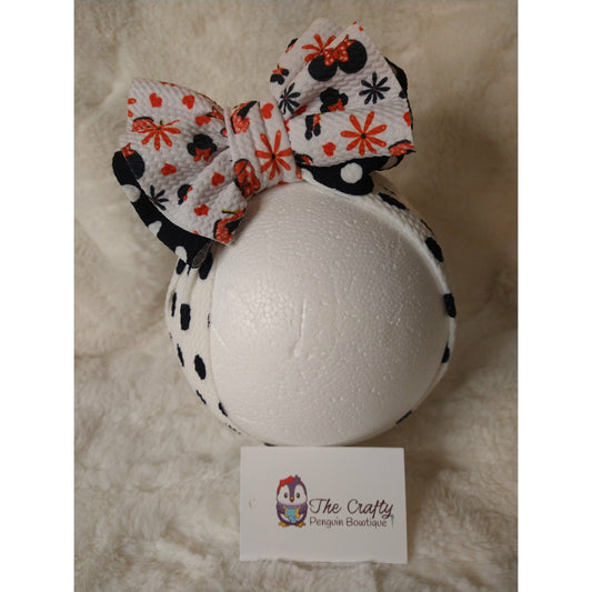Polka Dot with Girl Mouse Topper Bow Headwrap