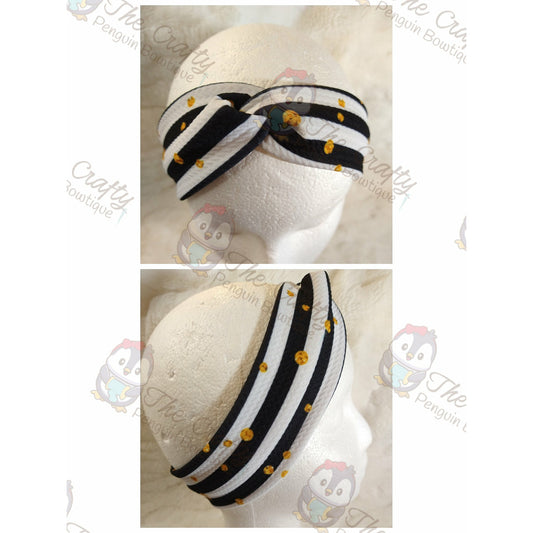 Striped Gold Polka Dot Headband & Scrunchie