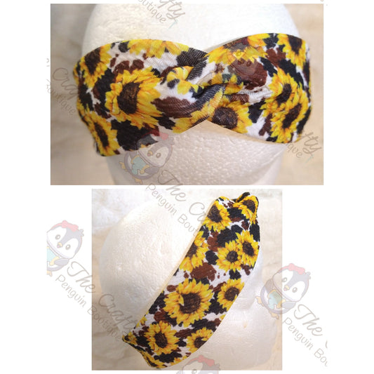 Sunflowers & Cow Print Headbands & Scrunchies