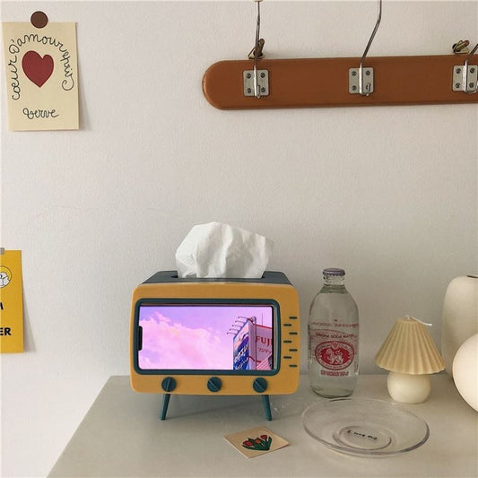 TV Tissue Box & Cell Phone Holder