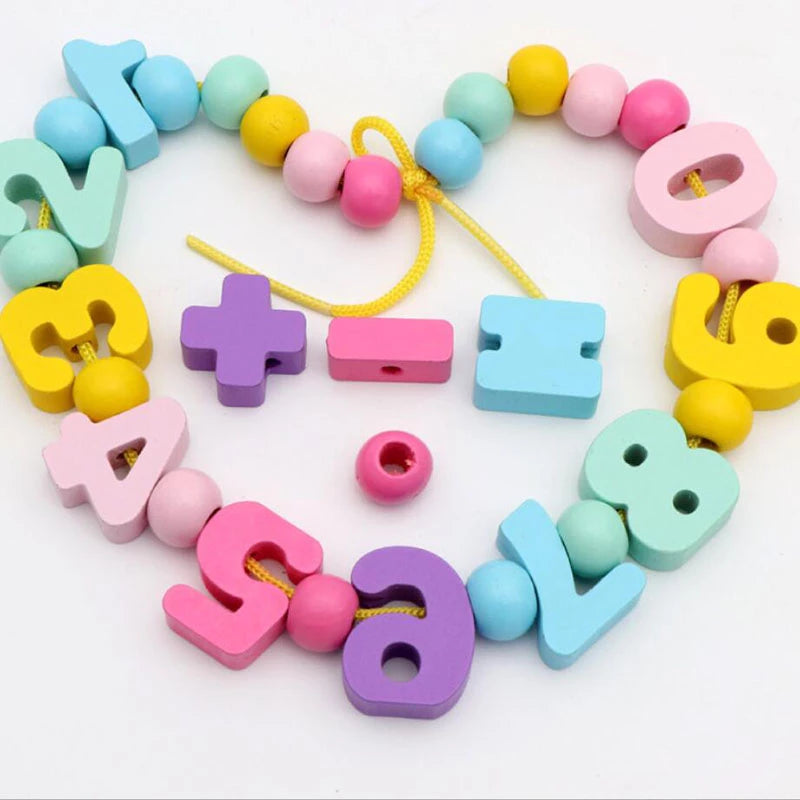 Wooden Lacing Numbers & Beads Set
