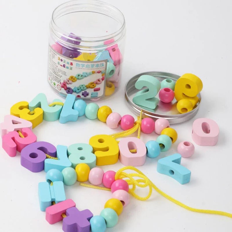 Wooden Lacing Numbers & Beads Set